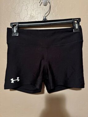 Under Armour Black Women’s Performance Bike Shorts with White Logo
